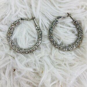Unbranded silver studded clasp hoop earrings